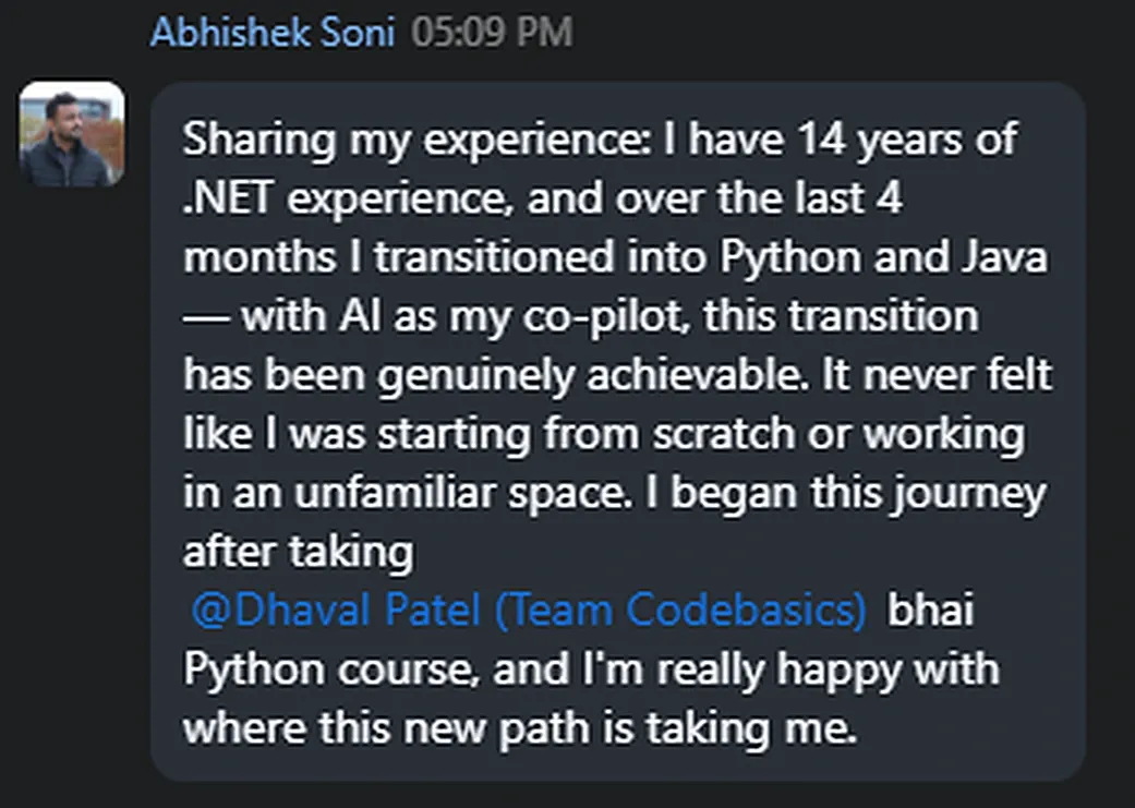 Cohort chat message