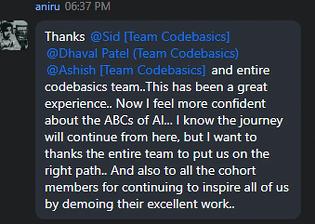 Cohort chat message