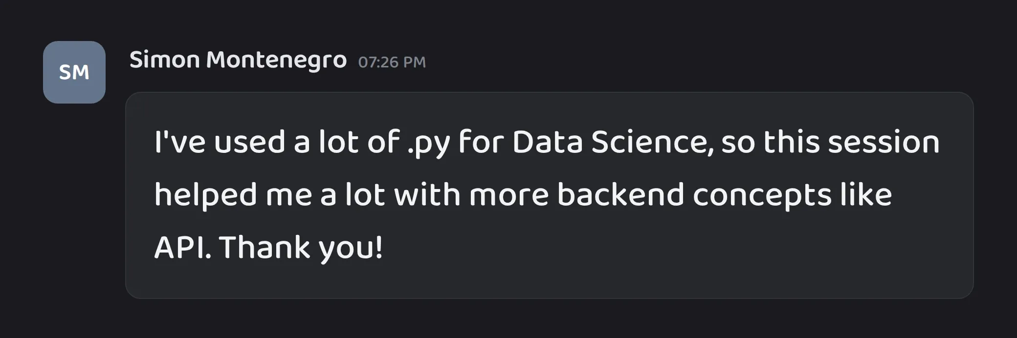 Cohort chat message