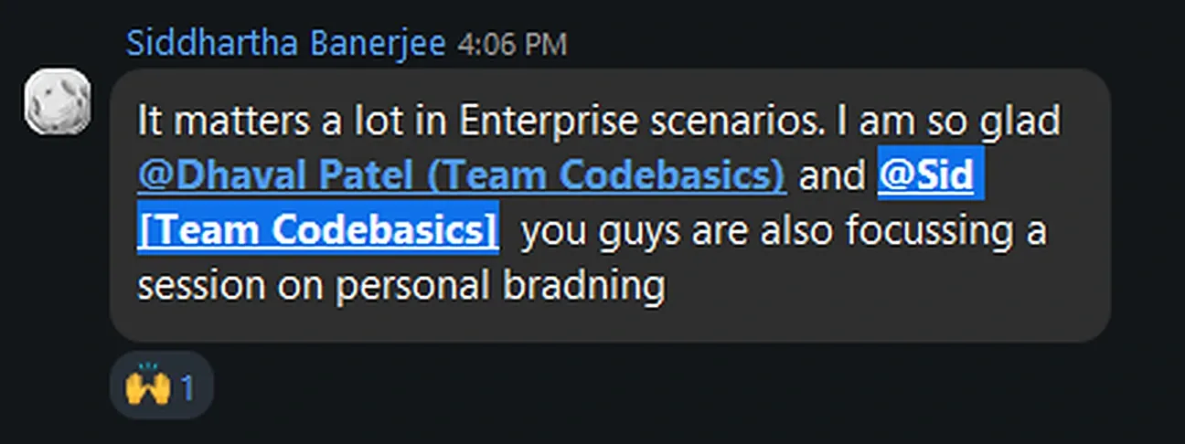 Cohort chat message