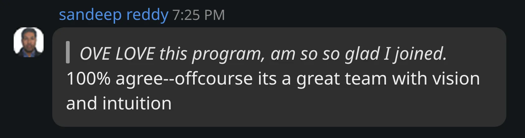 Cohort chat message