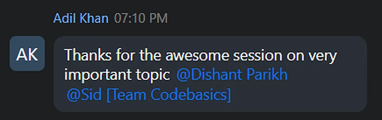 Cohort chat message
