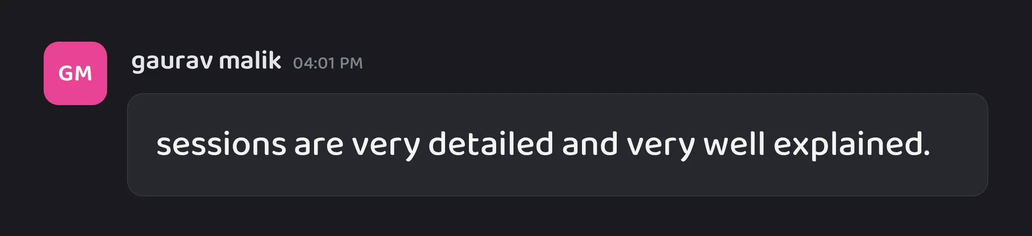 Cohort chat message