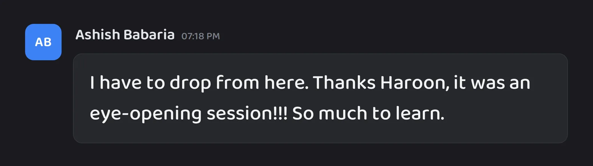 Cohort chat message