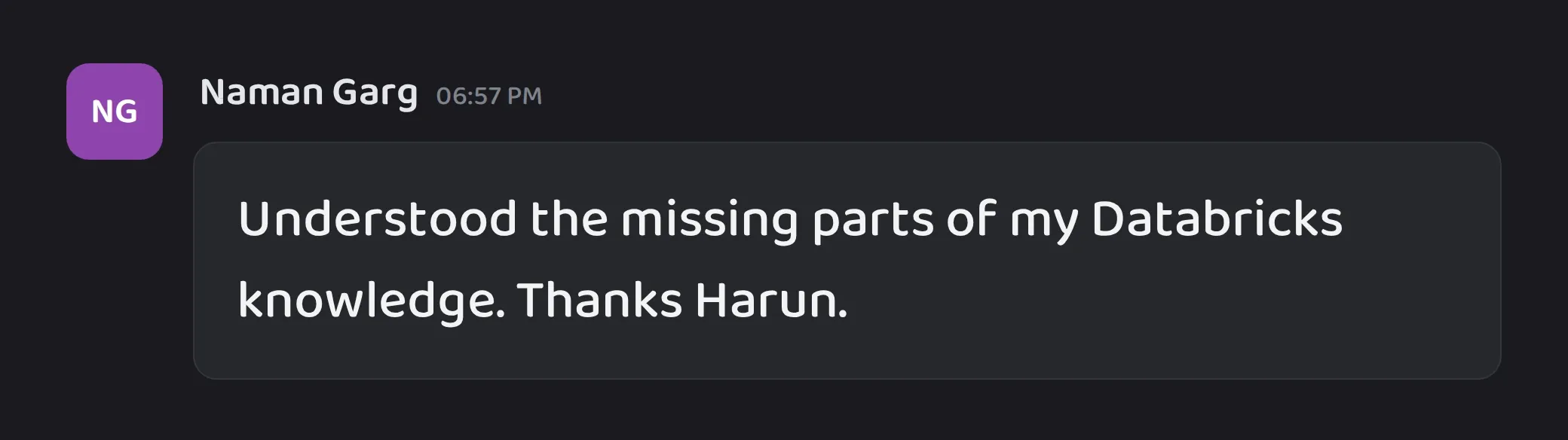 Cohort chat message
