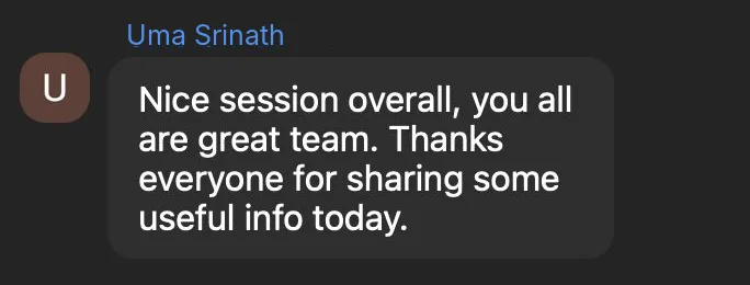 Cohort chat message
