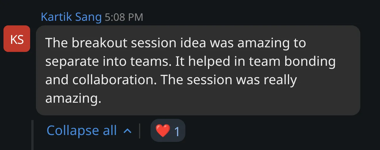 Cohort chat message