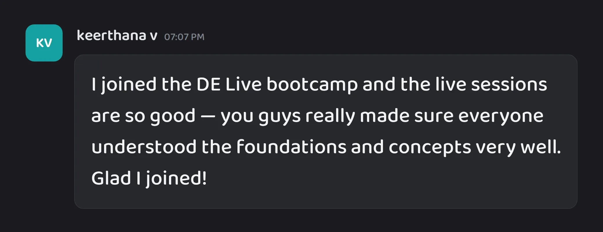 Cohort chat message