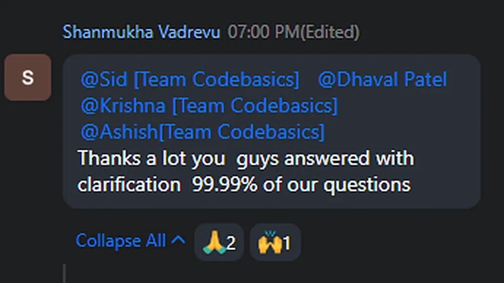 Cohort chat message