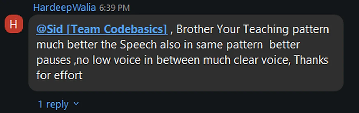 Cohort chat message