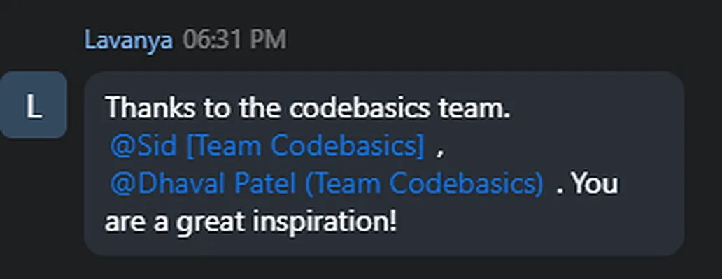 Cohort chat message