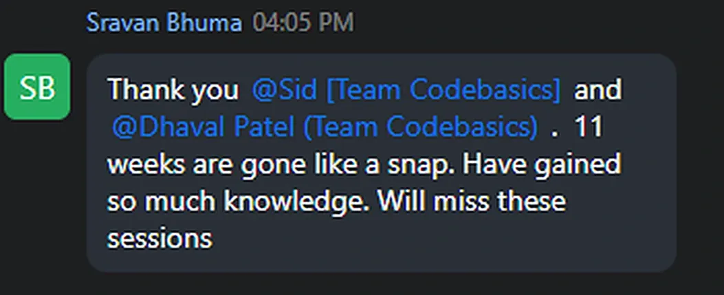 Cohort chat message
