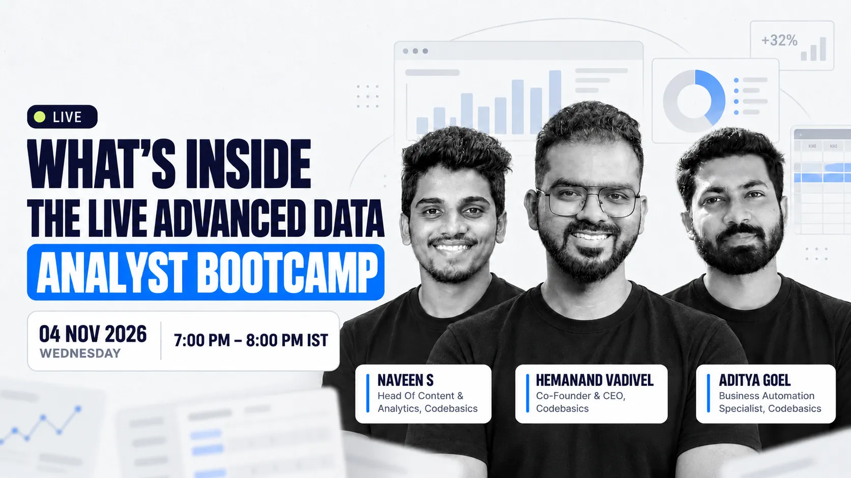 What's Inside the LIVE Advanced Data Analyst Bootcamp (with AI & Leadership)? Ask Hem and the Codebasics Team